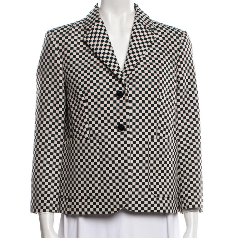 Michael Kors Virgin Wool Checkerboard Print Blazer